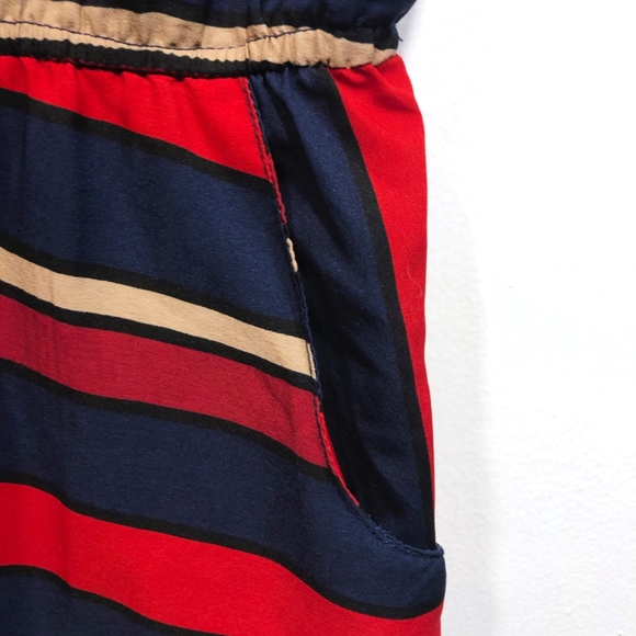 Speed Control Red Navy Striped Dress Pockets M - Picture 4 of 6